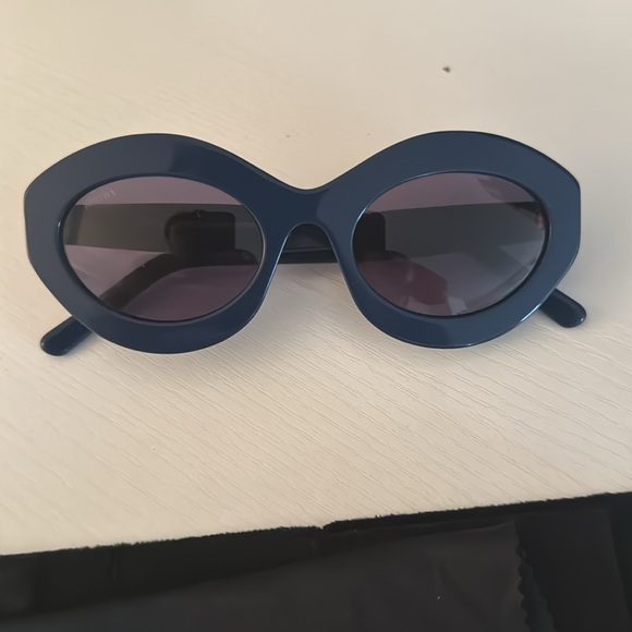 New Bertha Oval Sunglasses - Severine - blue made in Italy - Picture 2 of 7